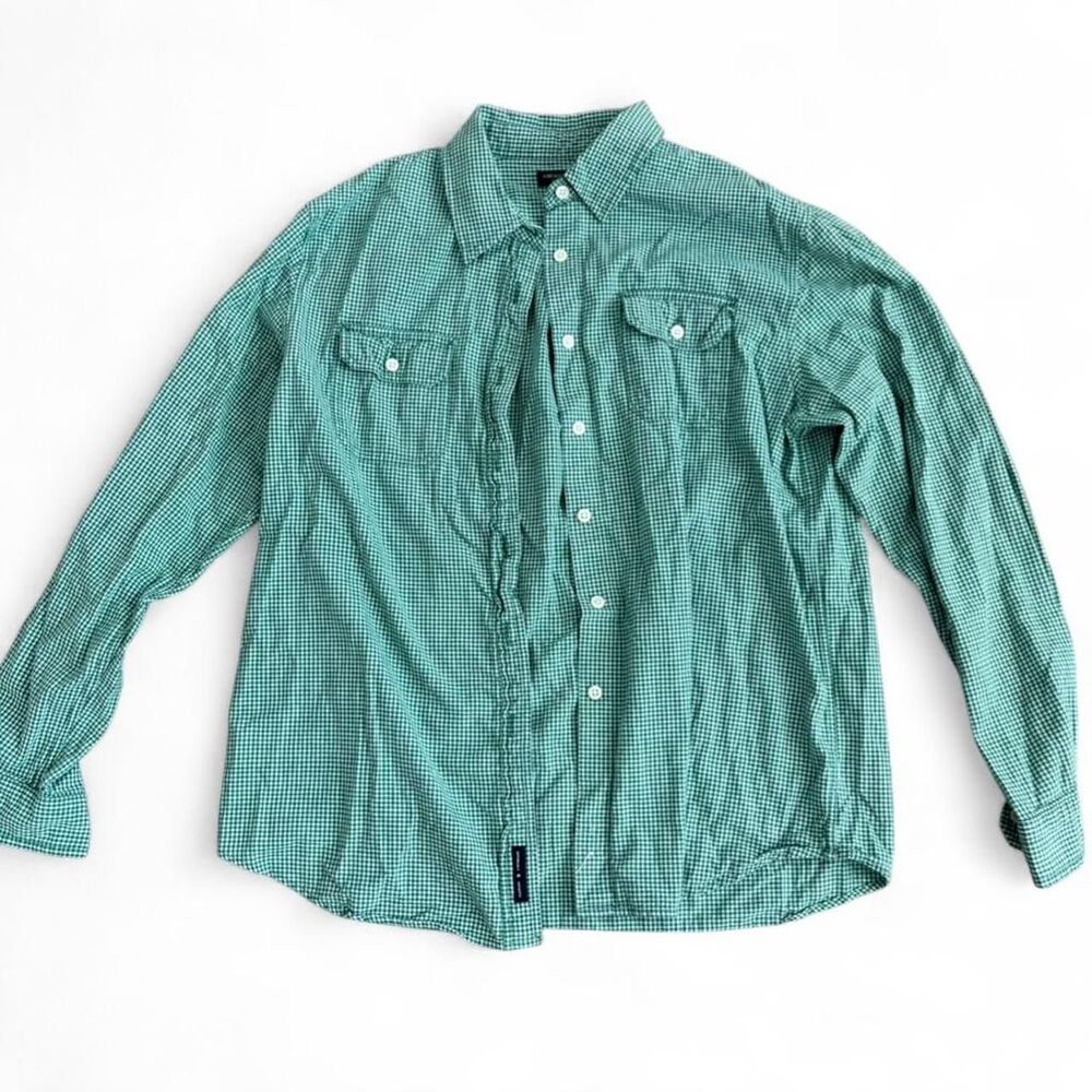 American Eagle green gingham button up shirt Size L